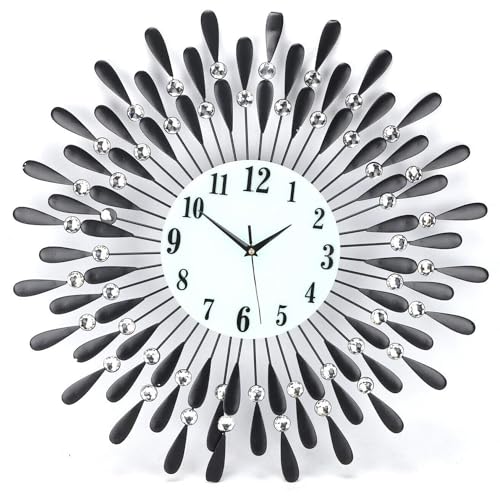 Shoze Large Wall Clocks for Living Room Modern Metal Black Wall Clock Extra...