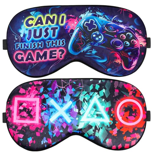 2 Pcs Boys Sleep Eye Mask Guys Blackout Sleeping Silk Mask for Kids Adult Childrens Travel Eye Cover Blindfold for Game