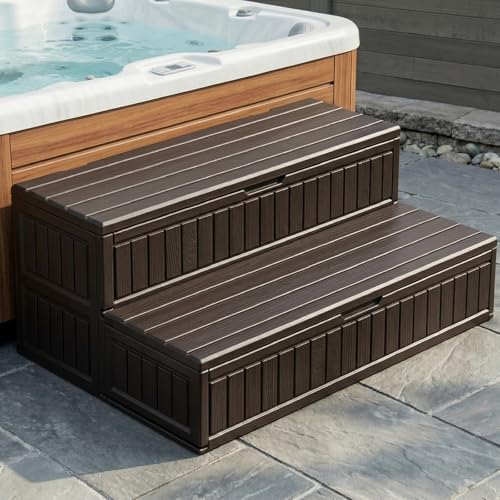 ROMIVO Marches pour Spa vec Rangement, 91cm imperméables et antidérapantes escaliers antidérapants et Robustes idéales pour Les spas, Les porches, Les...