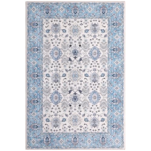 Tapete de área lavable 2x3 azul Vanmoos miniatura 7