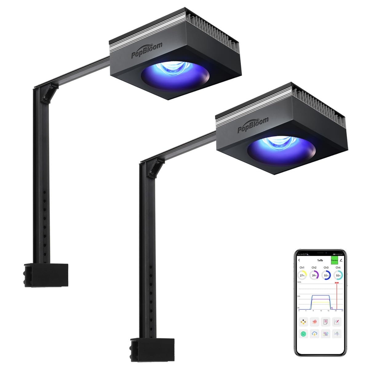 Amazon.com: PopBloom 2PCS RL90 Reef Light Full Spectrum Saltwater