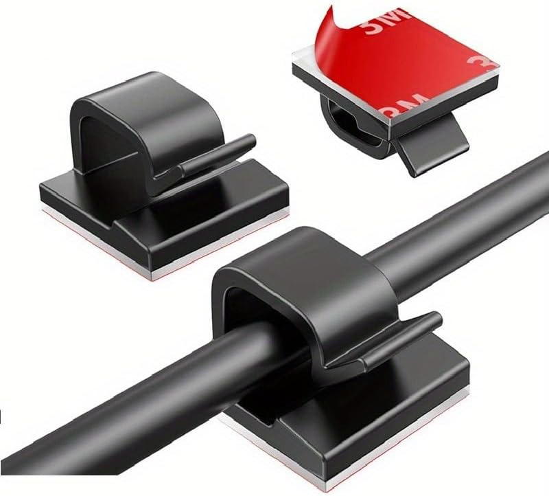 Self-Adhesive Cable Clips, Black Wire Holder with 3M Adhesive Backing, Cable Management Organizer (black-40PCS)