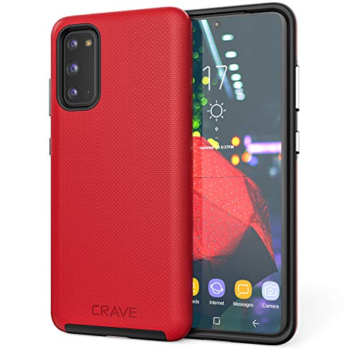 Image of Crave for Samsung Galaxy S20 Case, Shockproof Protection Dual Layer Case for Samsung Galaxy S20 5G (6.2 inch) - Red