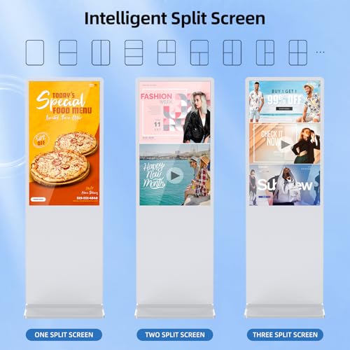 Image of JIYANG 43 Inch Digital Signage Display, Indoor Floor Standing Advertising Display Kiosk Android System,Commercial LCD Totem Support HDMI-in,Free Customization Stickers and Lifetime CMS System(White)