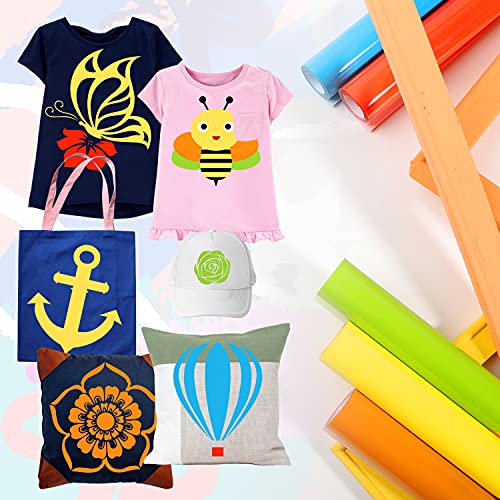 Kingsow Heat Transfer Vinyl Roll : 10”X5Ft 5 Rolls Assorted Colors Iron On Vinyl Bundle Rainbow Htv Pack Blue Green Red Orange Yellow T Shirt Vinyl For Cricut Cameo Silhouette Cutter Machine #TOP5
