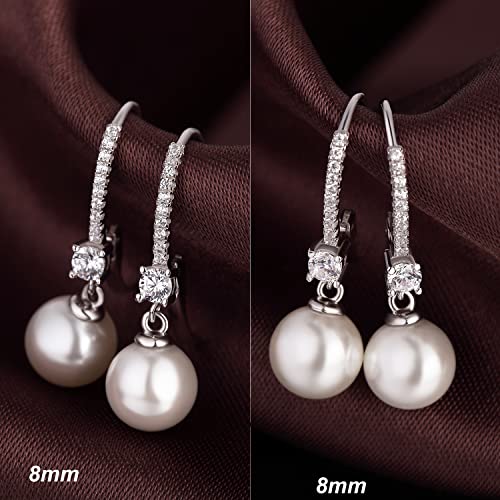 18k White Gold Plated Pearl and Diamond Earrings 925 Sterling Silver Pearl Earrings Fine Jewelry for Women3