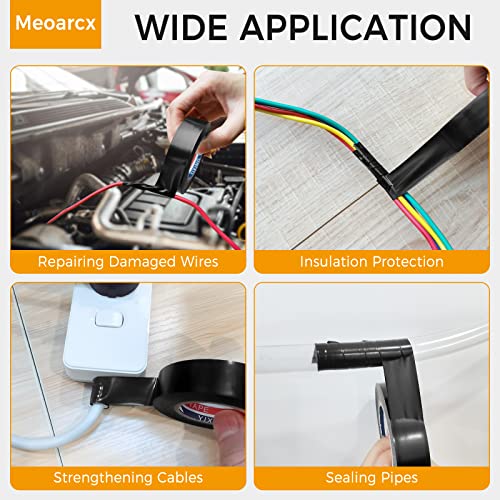 Meoarcx Electrical Tape Black Vinyl Pvc-10 Pack 3/4 In X 66 Ft 7 Mil Waterproof Electric Tape Flame Retardant, Heat & Weather Resistant Insulation Tape Under 600V Indoor Outdoor Wire Wrapping Harness #TOP3