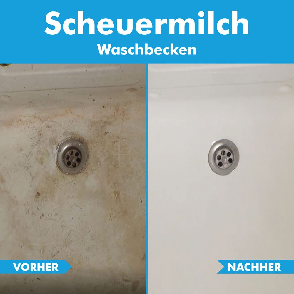 ABACUS® Profi Scheuermilch Set mit Lotus- & Glanzeffekt, für Küche & Bad inkl. Badreiniger Power Konzentrat, Reinigungsmilch, Sanitärpolitur, Keramikpolitur, Edelstahlpolitur – Scheuermilch Set Power