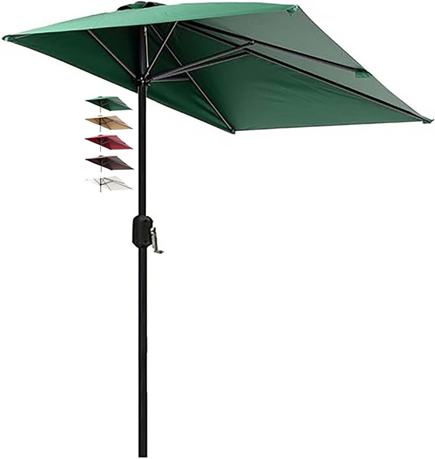 WQPMNYG 2.5m WallMounted Patio Umbrella with Stand Tilted Design SpaceSaving Polyester Sune for Balcony & Terrace Easy Crank Outdoor Protect