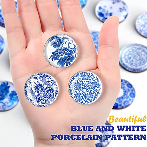 20 piezas imanes redondos de porcelana azul y blanca miniatura 5