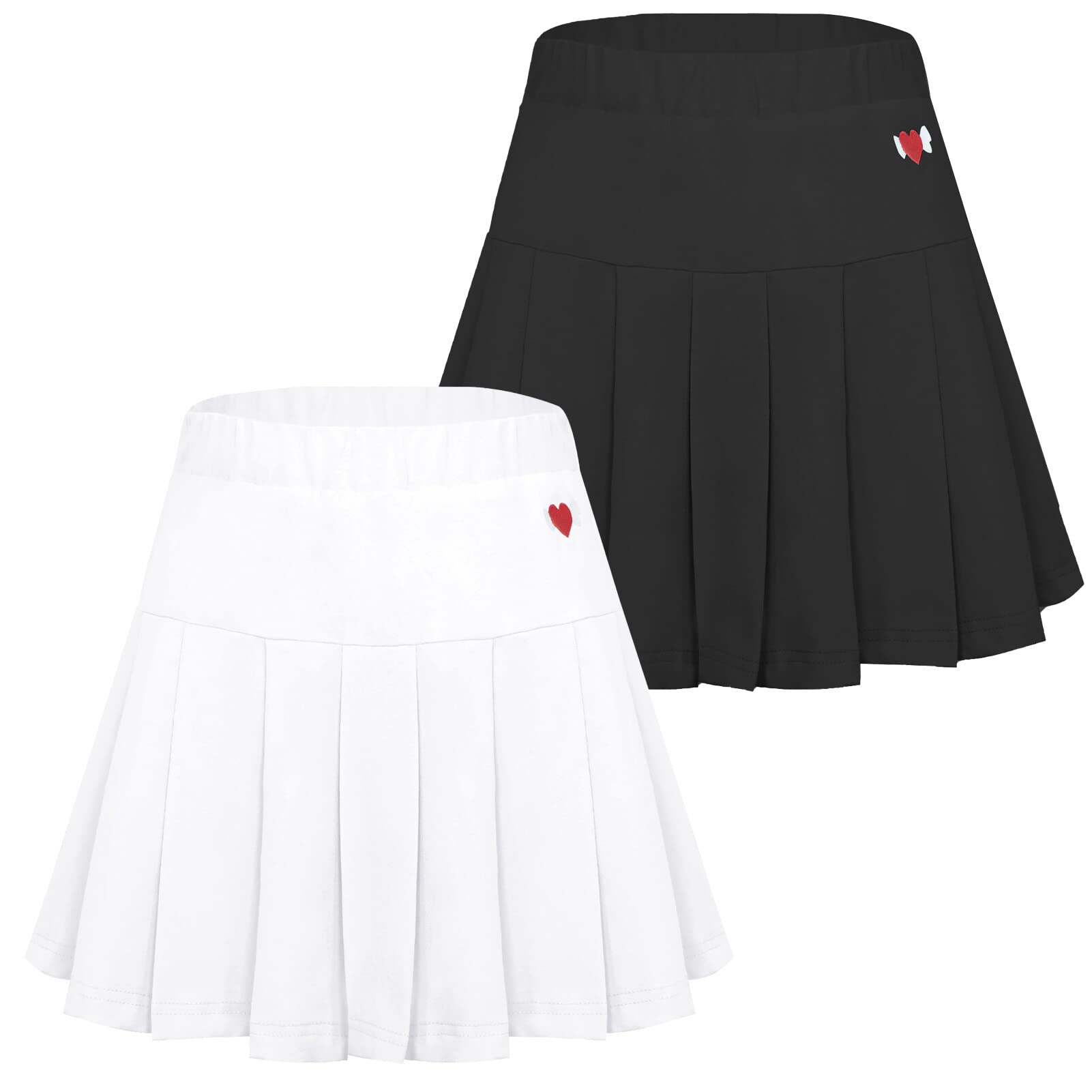 SEAUR Falda plisada para niños y niñas, falda de patinadora con pantalón, monocolor, falda deportiva de tenis, falda plisada, dulce algodón, 100-155 cm