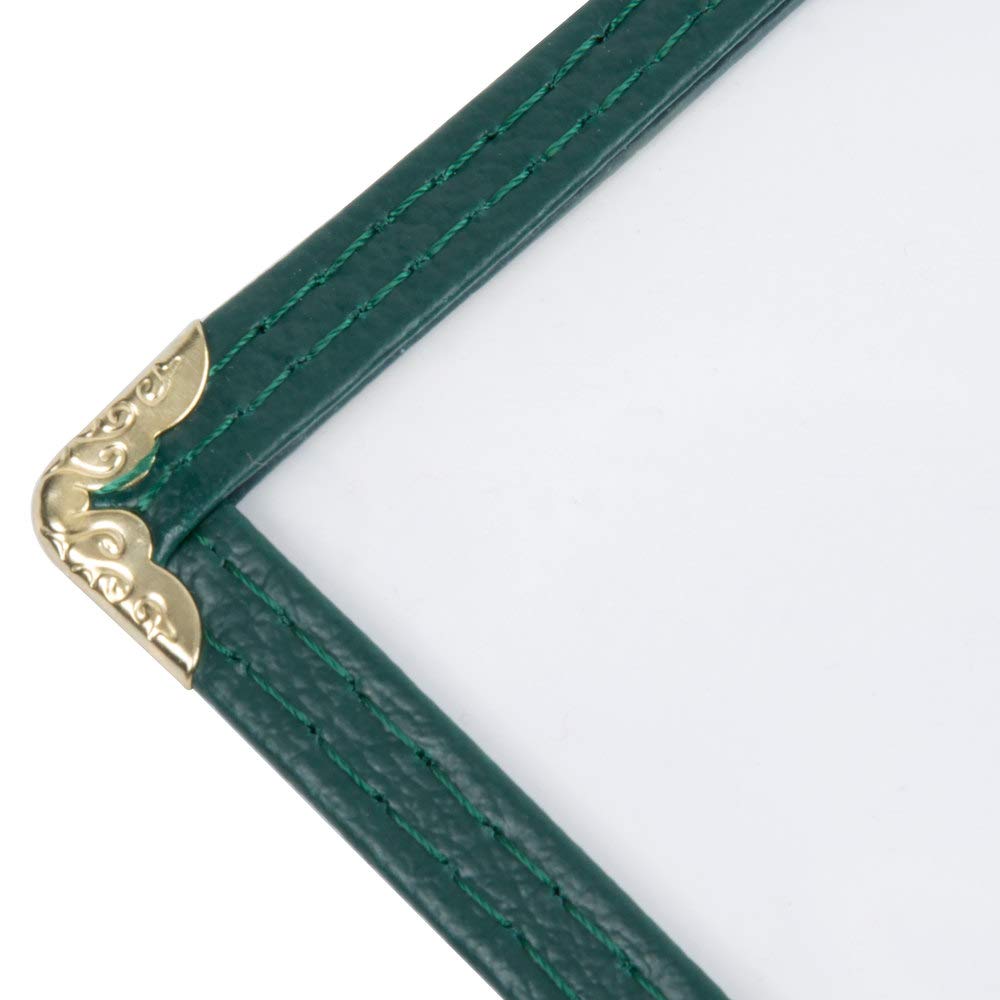 (Pack of 50) Double Fold Menu Covers Laminate Plastic Two Pages Restaurant Menu Covers Double Stitched with Gold Decorative Corners Commercial Quality Size 8-1/2 x 11