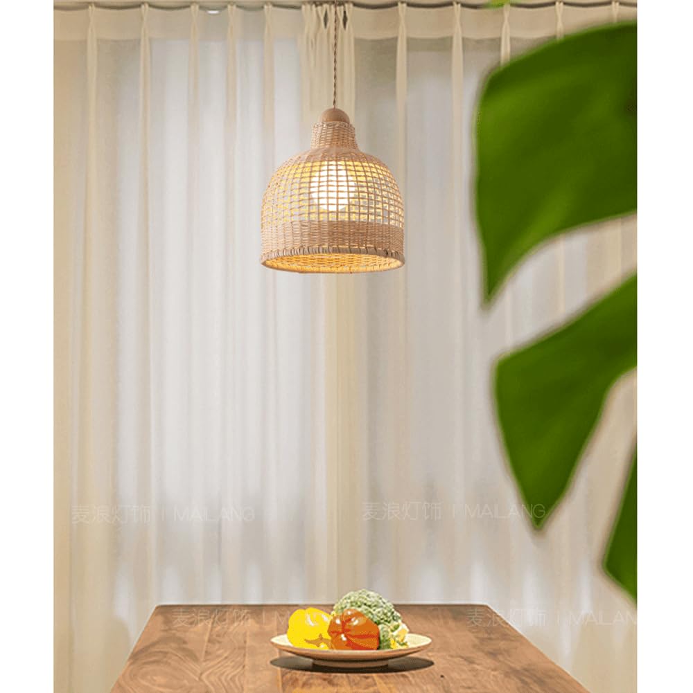 Wisząca Lampa W Stylu Boho Z Bambusowego Kosza Wisząca Lampa W Stylu Boho Z Wikliny Z Połowy Wieku Jadalnia Z Plecionego Torusa, Żyrandol Sufitowy Wisząca Lampa Nocna Do Sypialni,