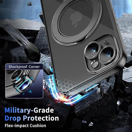 Image of Magnetic for iPhone 14 Case with Invisible Stand[Compatible with MagSafe][Full Camera Lens Protector][Military Drop Protection] Shockproof Not Yellowing Clear Slim Soft for Women Men