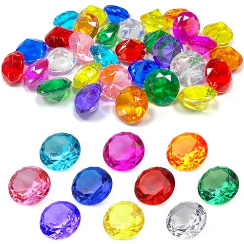 NLR FUN [3cm 30piezas Gemas acrílicas de Diamante, Diez Colores en cantidades Iguales. Decoración Festiva del hogar de la Fiesta. Juguete de búsqueda del Tesoro | Llenadores de Bolsas de Regalo
