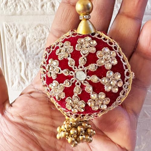 Image of Adikala Craft Store Handmade Ethnic Latkan Tassel Set of 2 for Saree Pallu, Blouse, Suits, Dupatta, Lehenga Decor | Ethnic Saree Pallu, Blouse, Suit, Dupatta & Lehenga Decoration (Round Maroon)