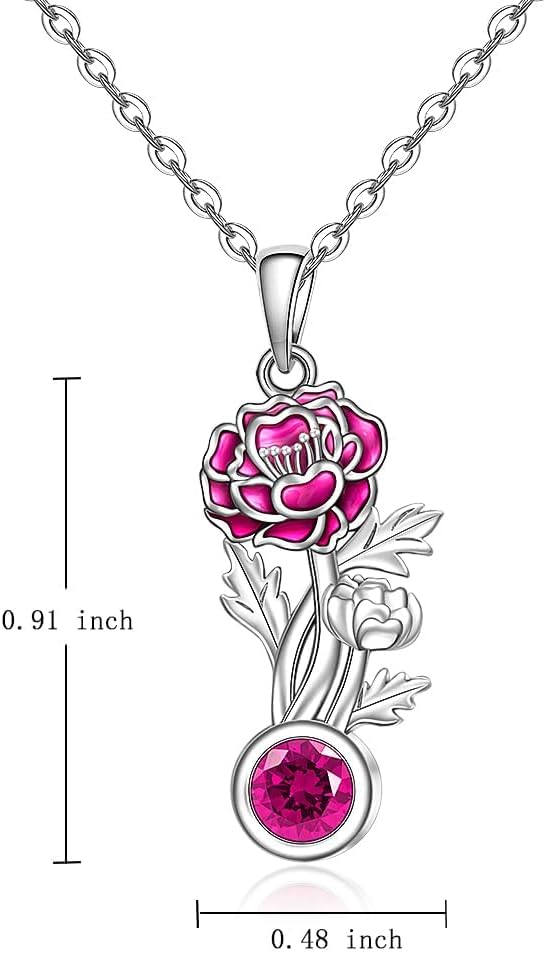 Fenthring Birth Flower Necklace October Birthstone Marigold Flower Necklace for Women Sterling Silver Marigold Pendant Jewelry Charm Birthday Christmas Gifts - Image 2