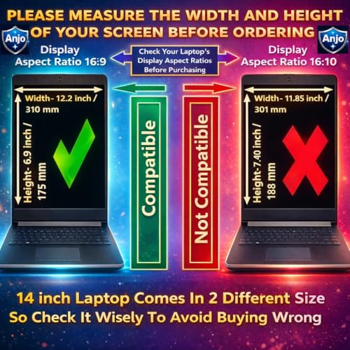 Image of Anjo 5 in 1 Combo Of 14 Inch & 16:9 Display Aspect Ratios Laptop Screen Protector, KeySkin, Body Lamination Trackpad & Lid (Transparent) & Cleaner