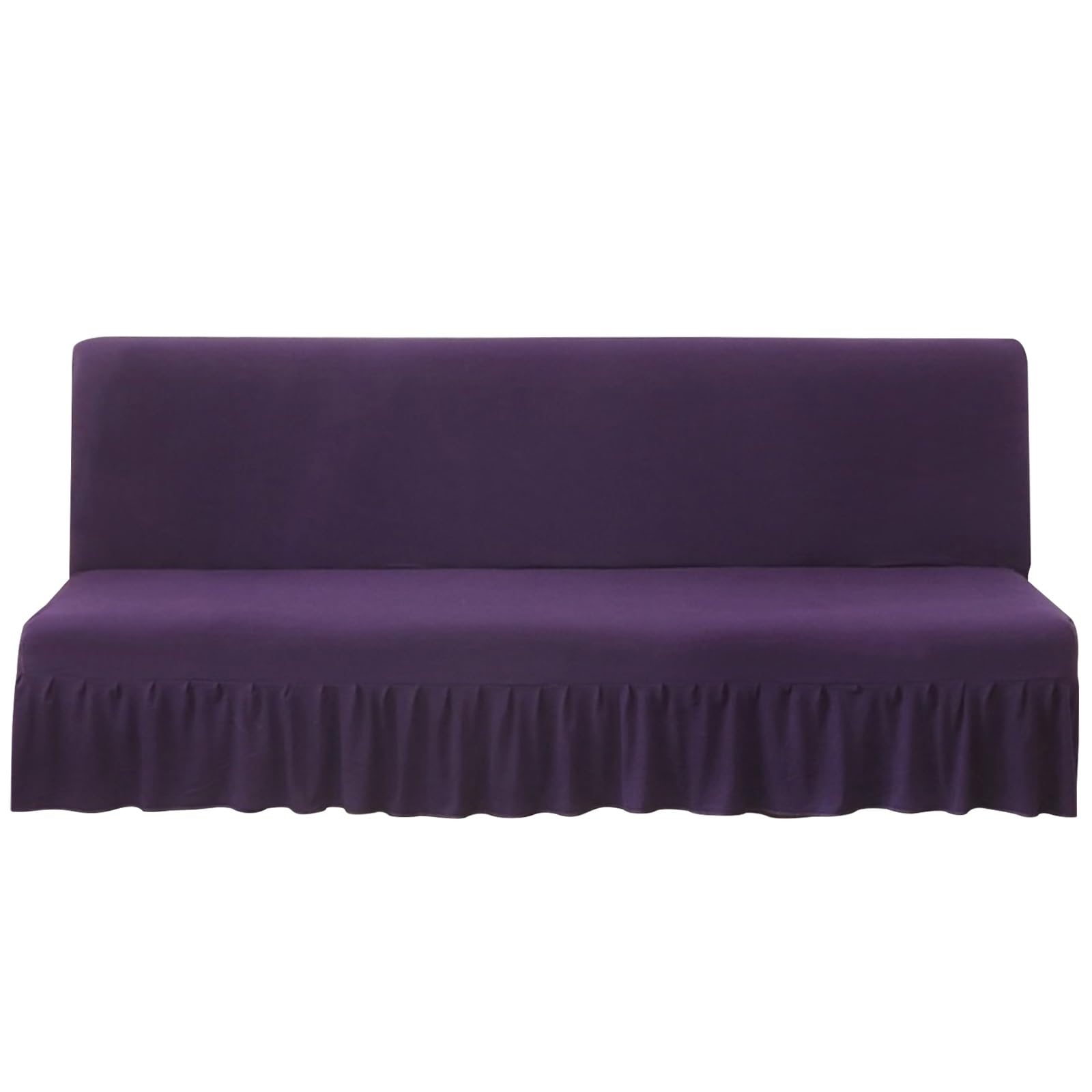 Aliuciku Armless Futon Slipcover Protector with Skirt 2 Seater Couch Covers Futon Stretch Armless Sofa Bed Cover (Color : Purple, Size : Large)