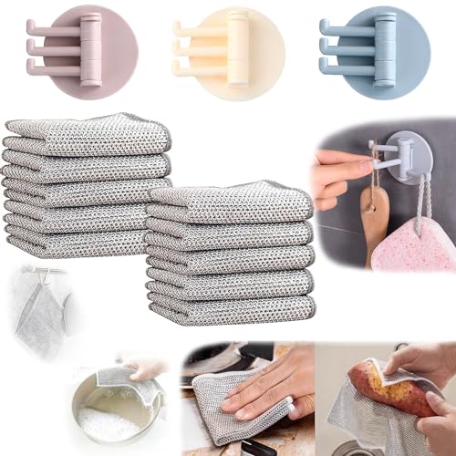 Image of Multipurpose Wire Dishwashing Rags for Wet and Dry, Non-Scratch Wire Dish Cloths, Wire Cleaning Rags Easy Rinsing Wire Dish Towels for Kitchen, Sinks, Pots (Double Layer, 10 PCS)