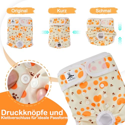 UFO PET Wiederverwendbare Hunde Windeln Weiblich, Läufigkeitshose für Hündinnen XS (3 Stück), Hochsaugfähige Hundewindeln für Hündinnen mit Starkem und Flexiblem Verschluss - Süße Krallen