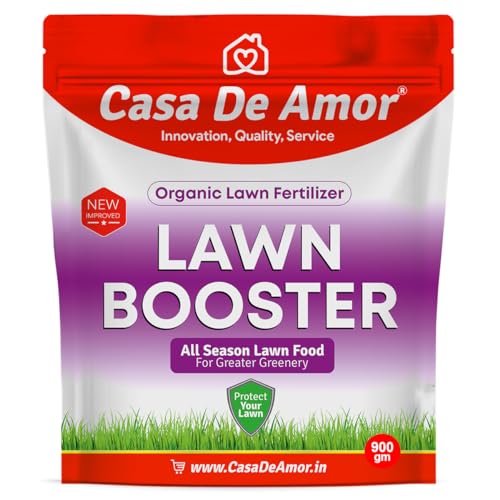 Image of Casa De Amor Organic Lawn Booster | Organic Fertilizer for Lush Green Grass | Eliminates Brown Patches & Strengthens Roots | Easy Dry Application | 900 gm (1 Pack)