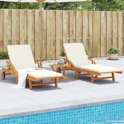 sephironlbb Hamaca de 2 unidades, con cojines, 200 x 68 x 83 cm, madera maciza de acacia, ajustable, plegable, resistente a la intemperie, con acolchado para jardín, terraza, balcón, exterior