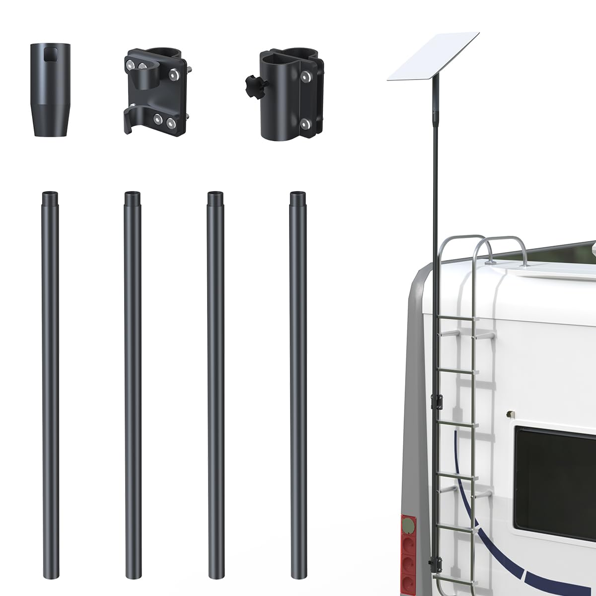 Starlink Pole Mount Starlink GEN 2 Flagpole Mounting Kit with RV Ladder Mount, RV Flag Pole kit Adapter Mounting Kit
