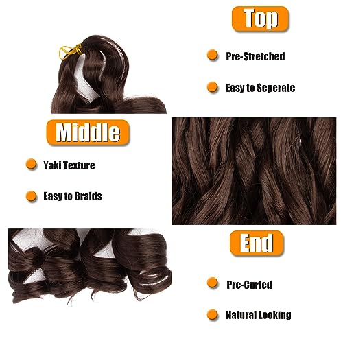 Curly Braiding Hair 24 Inch 8 PacksPre Stretched French Braiding Hair With Curly Ends French Curl Braids Crochet Hair Extensions (4# - Image 3