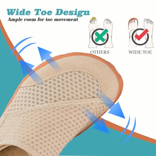 Image of Mens Diabetic Slippers Extra Wide Width Womens Orthopedic Diabetic Shoes Comfy Breathable Arthritis Edema Walking Sandals Non-Slip Adjustable Slip On Swollen Feet Indoor Shoes for Elderly