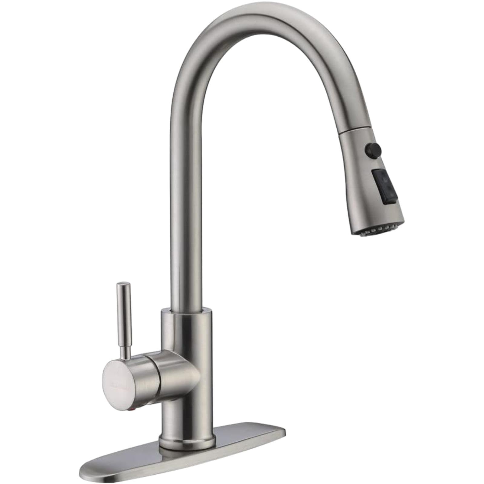 Water Kitchen Tap Copper Faucet Pull-Down Sink Hot and Cold Mixing Brushed