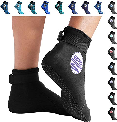 BPSStorm' 3mm Neoprene Socks - Glued Blind Stitched Anti-Slip Wetsuit Swim Socks Diving Booties for Beach Water Sports