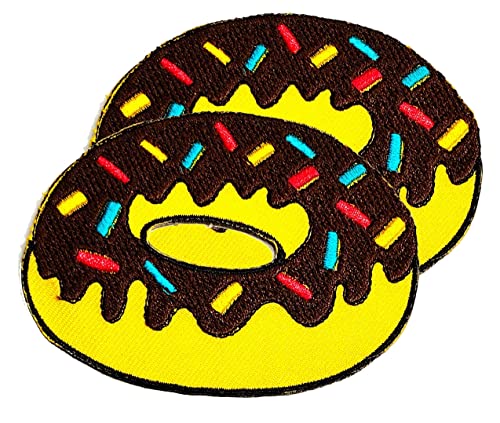 Pretty Chocolate Banana Doughnut Donut Sweet Cartoon Children Kid Patches Embroidered Appliques Symbol Badge Clothes Jeans T-Shirt Hat Backpacks for Girls Boys Gifts (2 PCS)