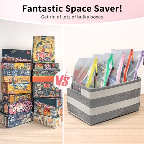 umriox zipper pouch 169x124 in 12 colors 12 packs extra large zipper bags waterproof bags for office supplies puzzles board game storage amp cross stitch projects