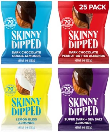 SkinnyDipped Snack Attack Minis Almond Variety Pack, 0.46oz Bags | 25 Pack