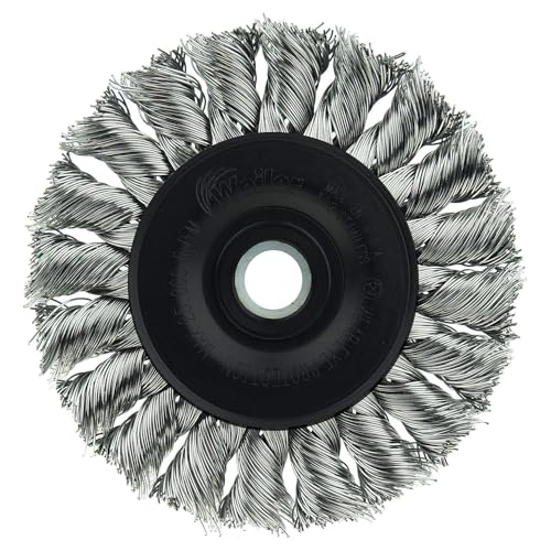 Image of Weiler 08264 3 inch Standard Twist Knot Wire Wheel, .014 inch Stainless Steel Fill, 1 /2 inch-3 /8 inch Arbor Hole, Made in The USA (Pack of 10)