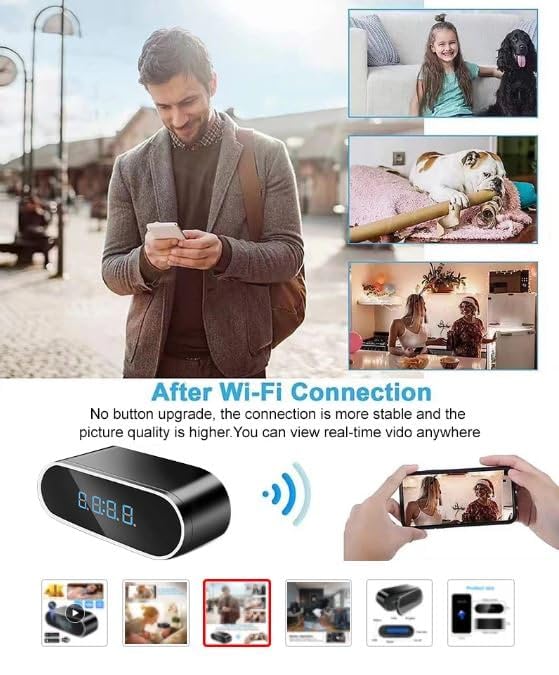Orologio Telecamera Nascosta WiFi 1080P - Visione Notturna, Rilevamento Movimento, Sveglia, Controllo Remoto - Foto 1