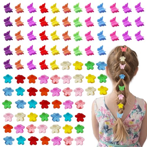 BDSHUNBF 100 Pcs Pinzas de Pelo Niña y Mujer, Horquillas Flor Multicolor, Mini Clips para el Cabello Pequeñas