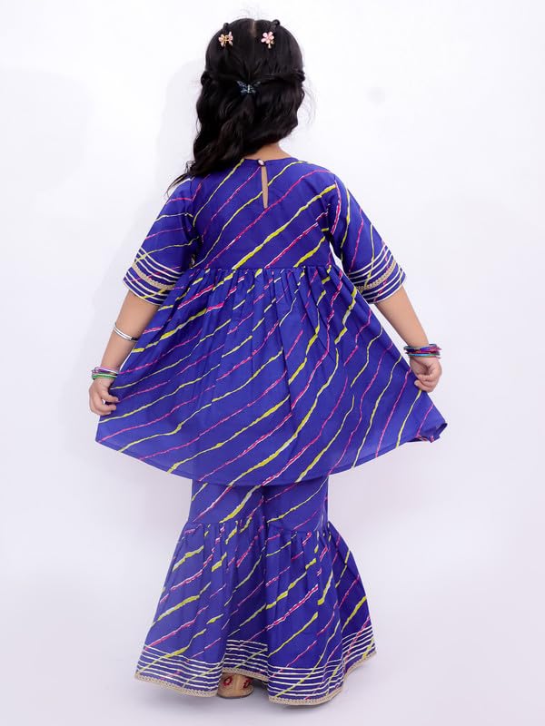 Image of LITTLE GINNIE Girls Kurta Sharara Set | Traditional Ethnic Wear for Kids