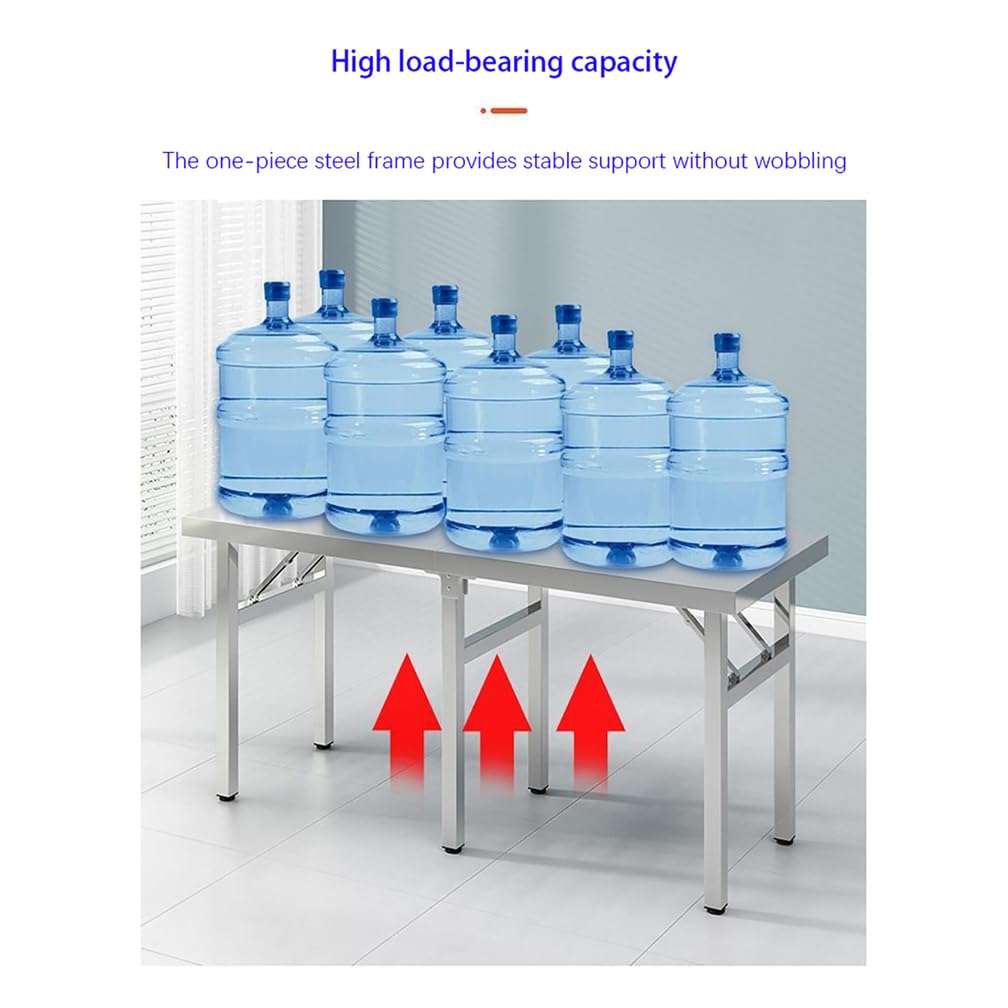 Mesa De Preparación Plegable De Acero Inoxidable, 150Cm Mesas De Trabajo Plegables Comerciales para Garajes, Cocinas, Restaurantes Y Bancos De Trabajo Al Aire Libre,Plata,L60*H55*W40