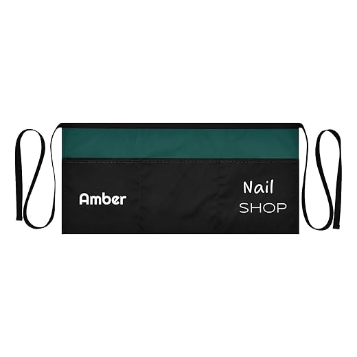 Tablier à taille personnalisée avec 3 poches, tablier de serveuse court unisexe demi-tablier pour restaurant, cuisine, jardin