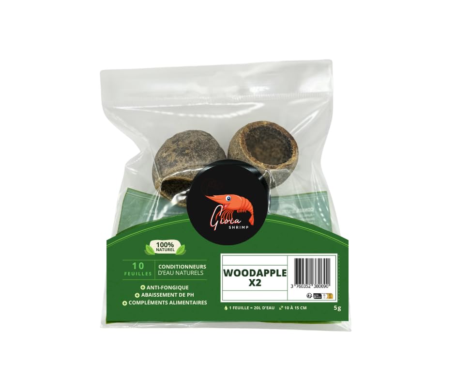 Gioia SHRIMP WoodApple x2 Natural Hideouts / Water Conditioner for Your Aquarium Fish and Shrimp, Black