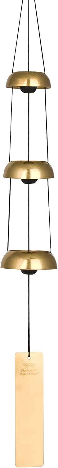 Woodstock Chimes Signature Collection, Woodstock Temple Bells, Trio (24'') Brass, Wind Bells for Outdoor, Patio, Home or Garden Décor (TB3)