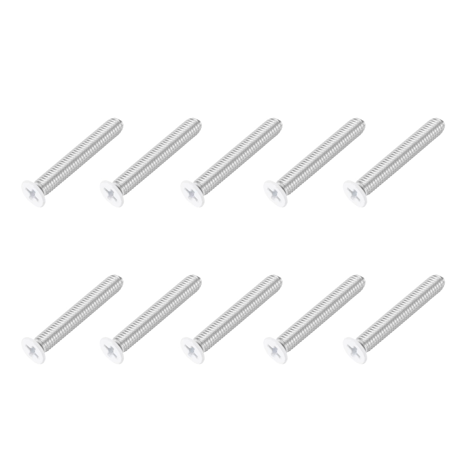 MECCANIXITY M6 x 40mm Flat Countersunk Head Machine Screws 304 Stainless Steel Full Thread Phillips Drive Cross Screw for Furniture Connection Electrical Appliances (White, Pack of 10)