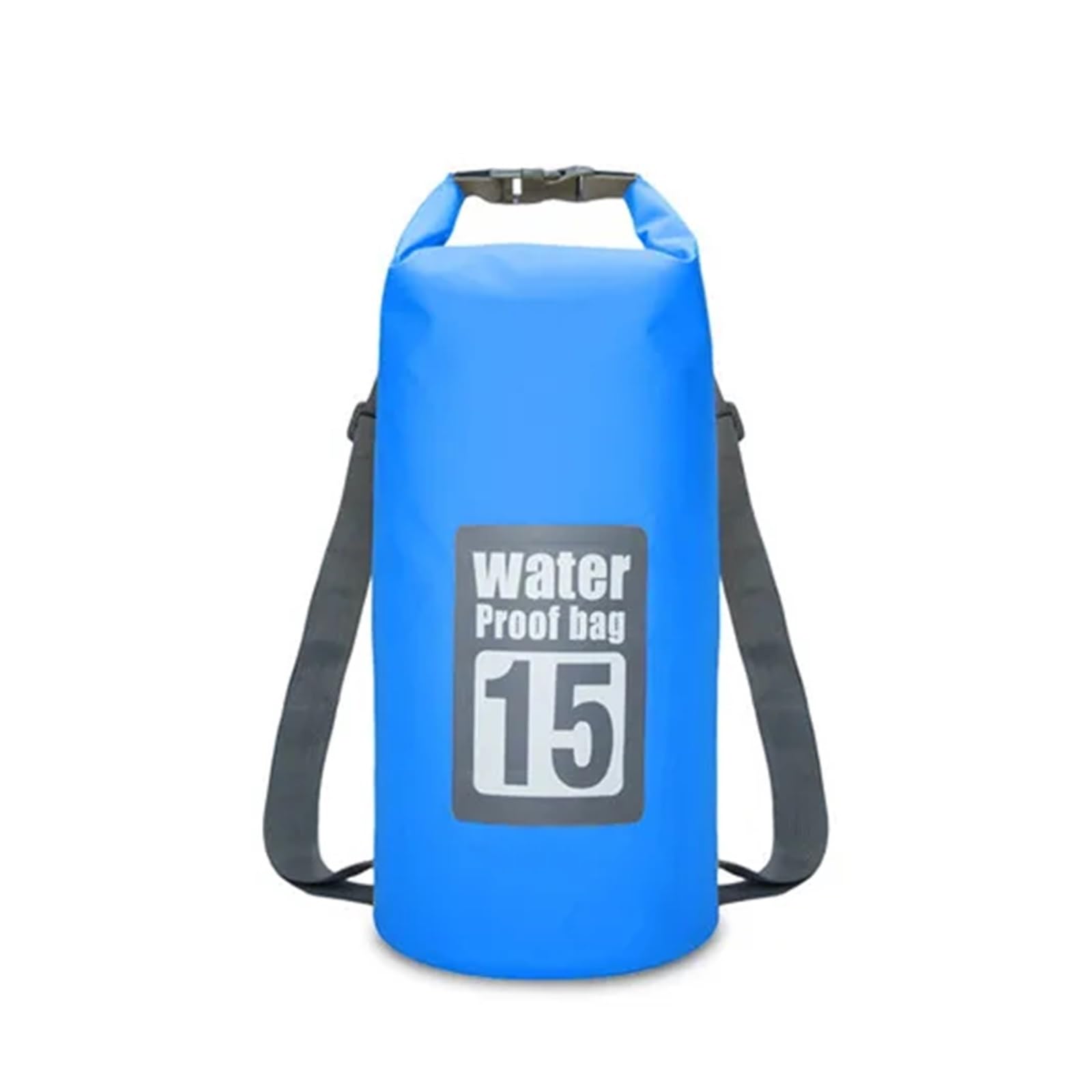 Generisch 5L/10L/15L/20L/30L Outdoor Sport PVC wasserdichte Lagerung Trocken Tasche for Kanu Kajak Rafting Schwimmen Reise Kit Sack Rucksack(Sky Blue 15L)