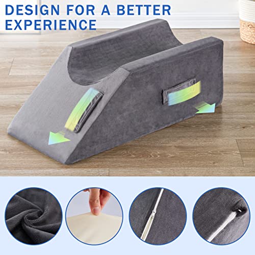 Kingfun Honeyou Adjustable Leg Elevation Pillow With Dual Handles, Support Orthopedic Leg Pillow With Memory Foam, Bed Wedge Pillows For After Surgery, Ankle, Knee Injury, Foot Rest, Swelling #TOP3