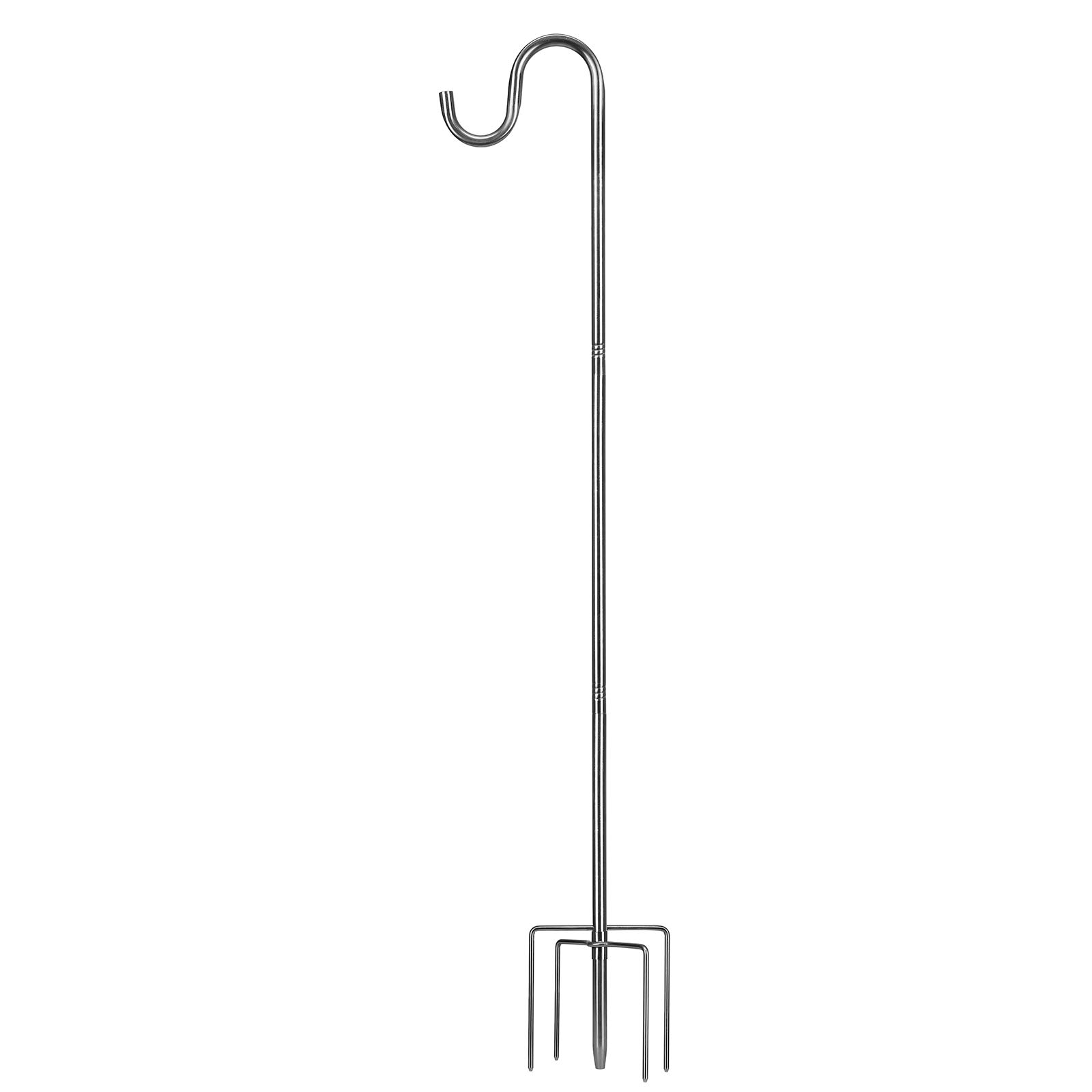 Coconut 78 Inch Shepherds Hook for Bird Feeder, 5/8 Inch Width Heavy Duty Adjustable Outdoor Shepherd Hooks with 5-Prong Base for Lanterns Planting Hanger Weddings Decor, Silver