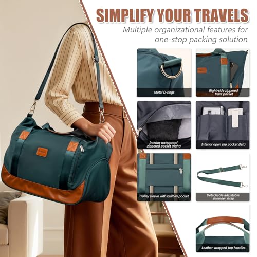 Image of Cosbarn Luggage Sets 5 Piece with TSA Lock Spinner Wheels, Unisex Hard Case ABS Suitcase Set, Hardshell Lightweight Waterproof Travel Hardside Suitcases with Wheels for Women Men, Dark Green