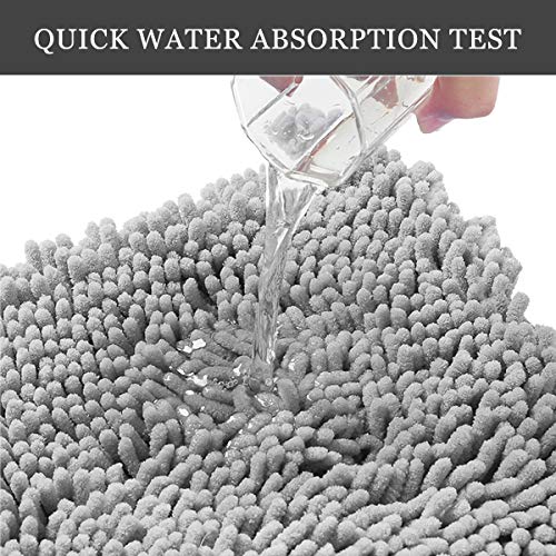 Luxury Chenille Bathroom Rug,20x32 inches,Extra Soft and Cozy, Non-Slip,Super Absorbent Water, Machine Wash Dry, Shaggy Chenille Bath Mats for Bathroom Bedroom,Grey