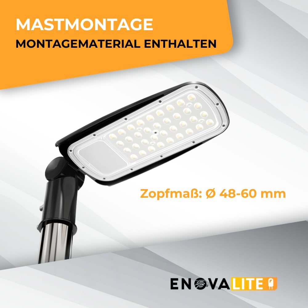 LED 5 Stück Straßenlaterne 50W, 7000 Lumen 5000K neutralweiß, IP65 Außenleuchte Mastleuchte, geprüfte Straßenlampe aussen für Hof Einfahrt Parkplatz Wege, Außenbeleuchtung